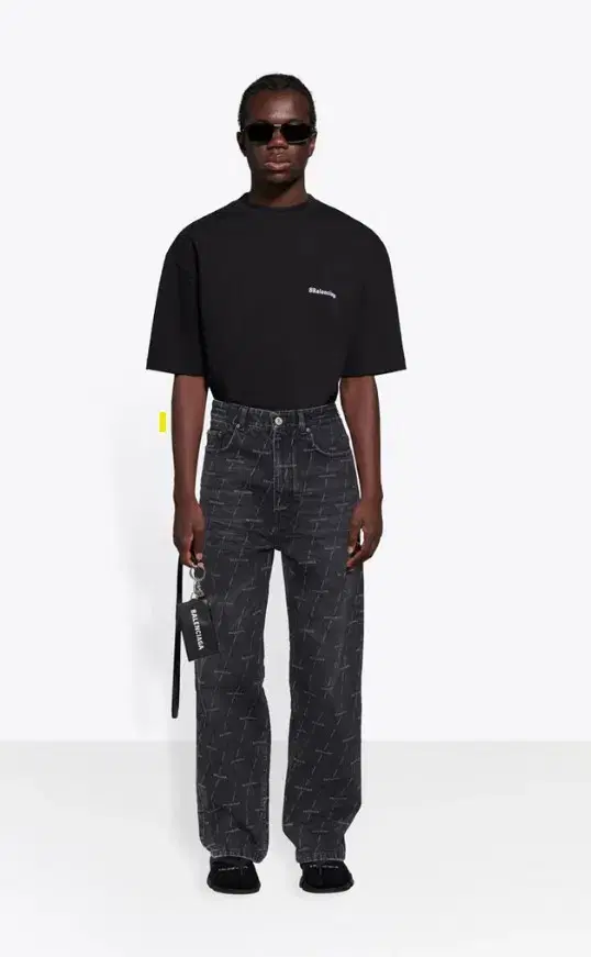 [31]Balenciaga Logo Print Straight Denim Black[New]