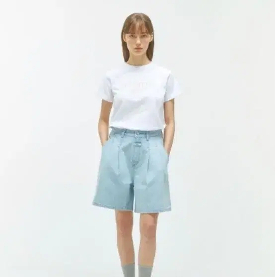 Maritime denim Bermuda pants SKYBLUE New