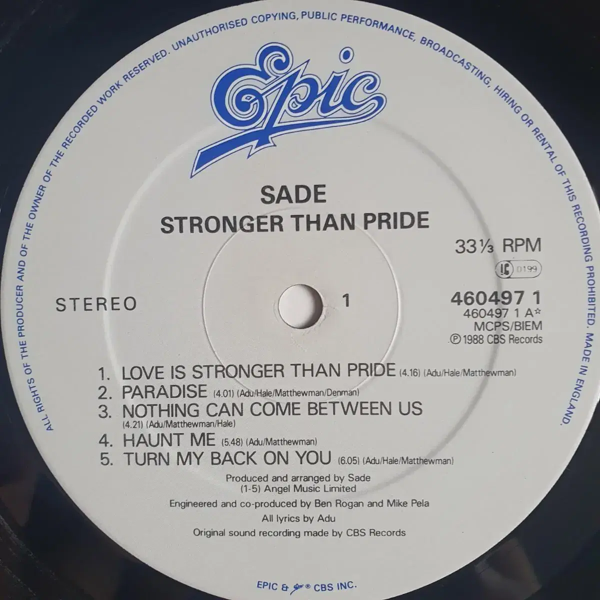 SADE - STRONGER THAN PRIDE LP(영국초반)