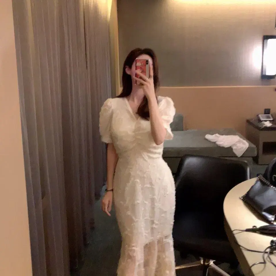 (Self-Wedding Look Recommendation) Mermaid Ruffle Lace Long ONEPIECE