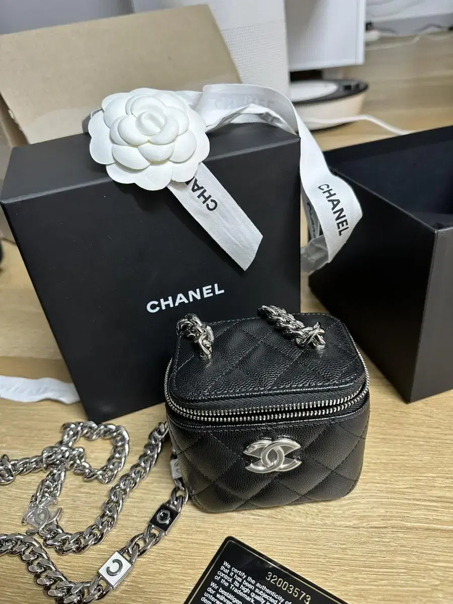 Genuine Chanel Silver Vanity Bag Mini Bag Seasonal Bag Chain Bag