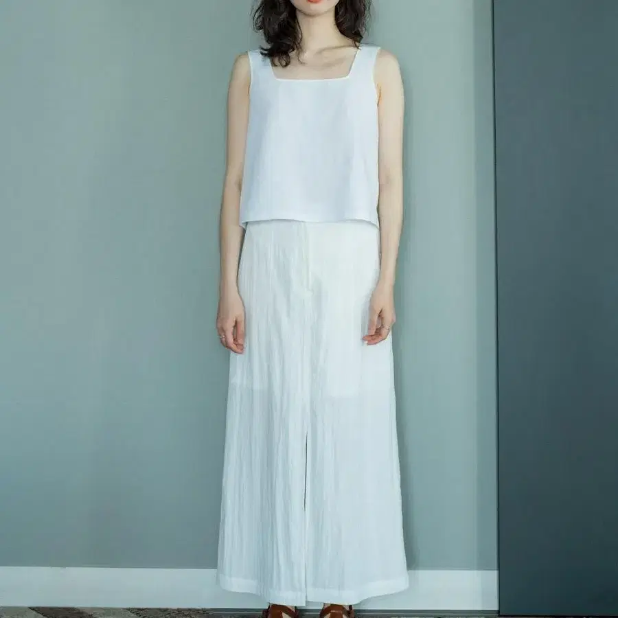 리플레인 스커트 FRONT SLIT LONG SKIRT