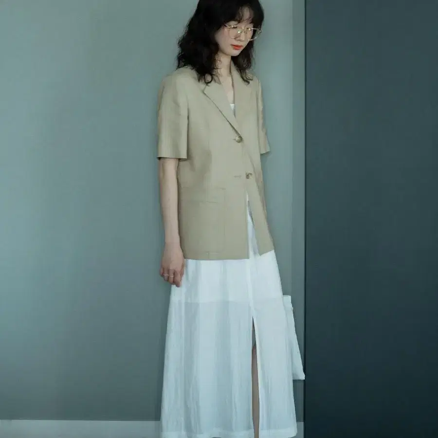 리플레인 스커트 FRONT SLIT LONG SKIRT