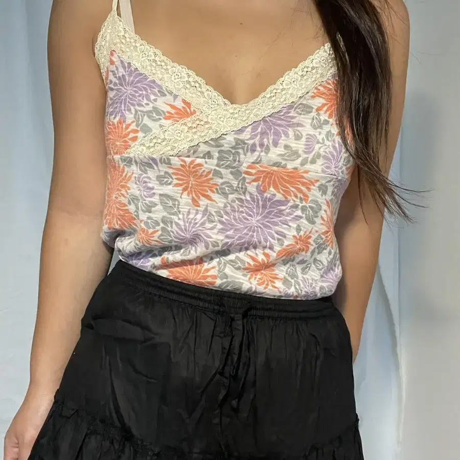 vintage flower sleeveless top