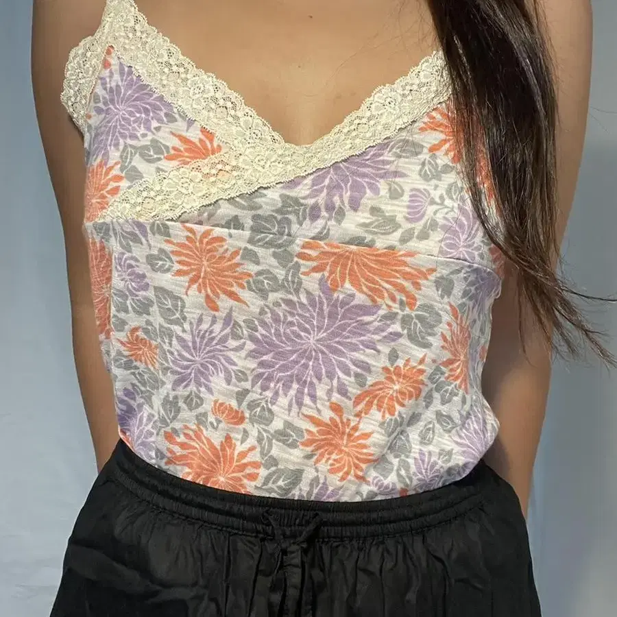 vintage flower sleeveless top