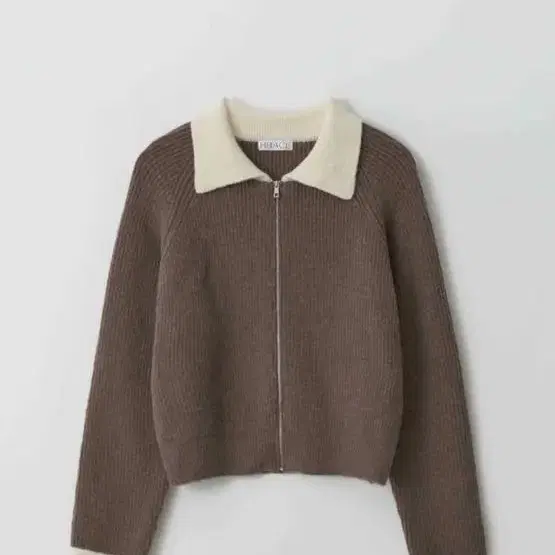 Rrace_ Collar Zip-up Cardigan_Brown