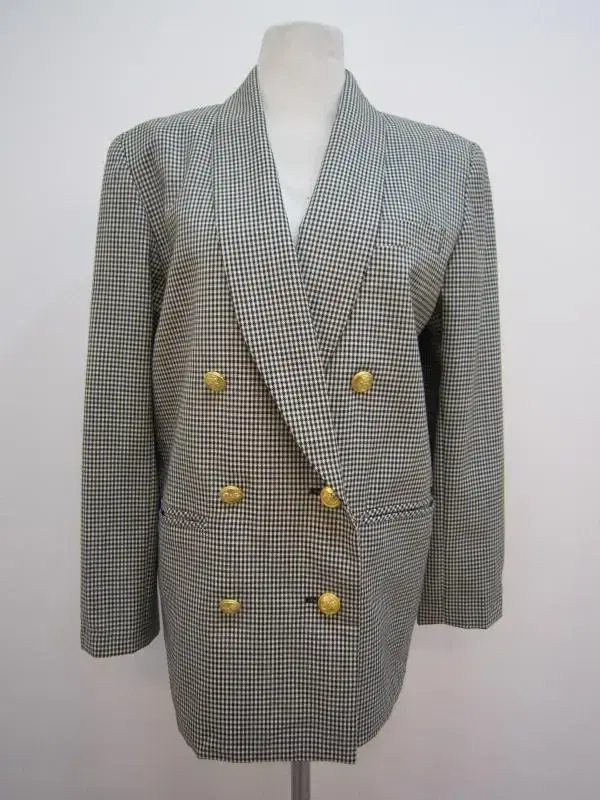 Japanese gingham check shawl collar jacket with keum-bang buttons 66 sh