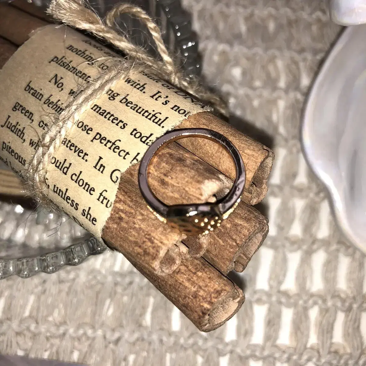 Vintage God bless you gold ring