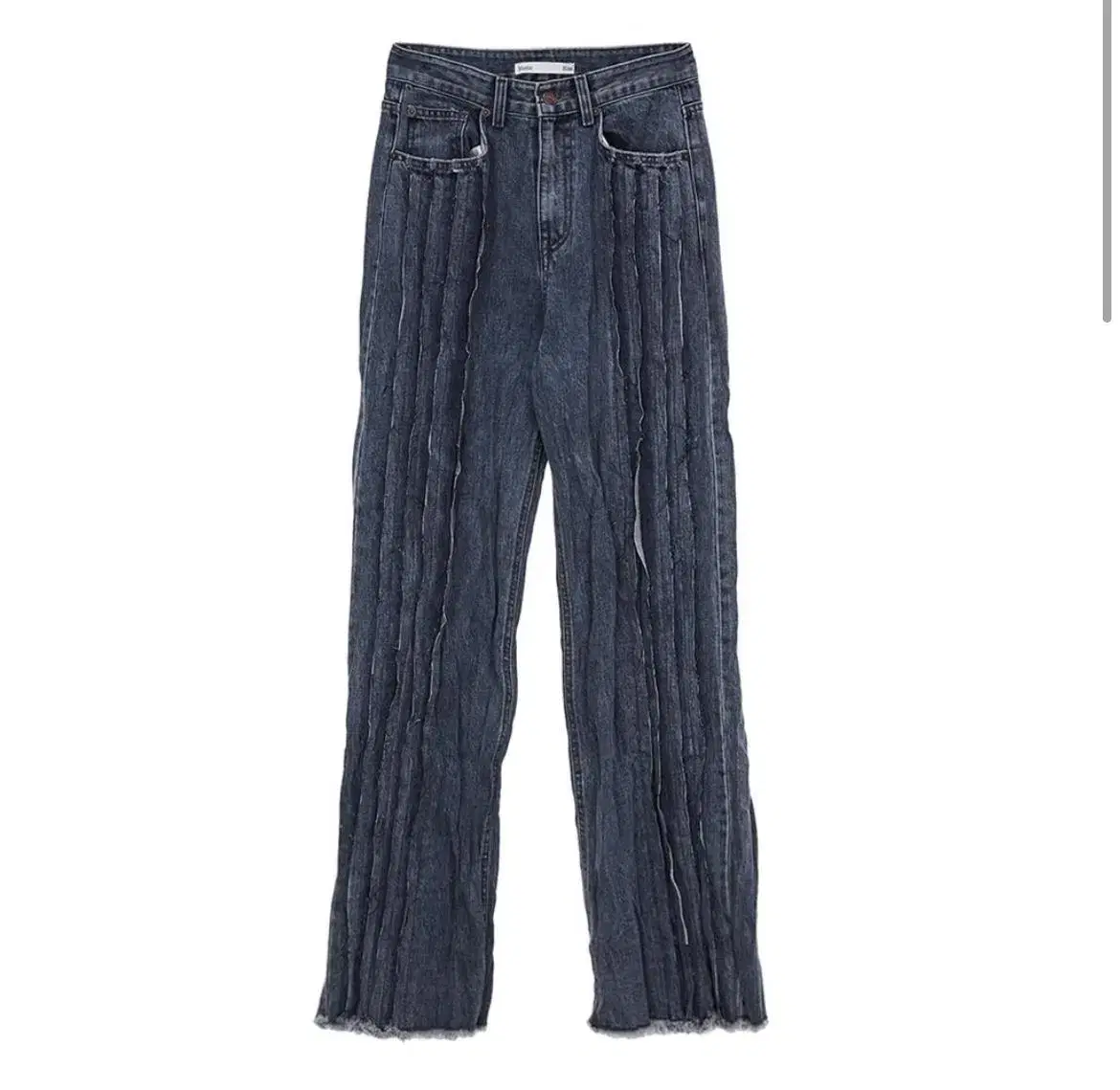 마뗑킴 CRINKLE DENIM PANTS IN BLUE