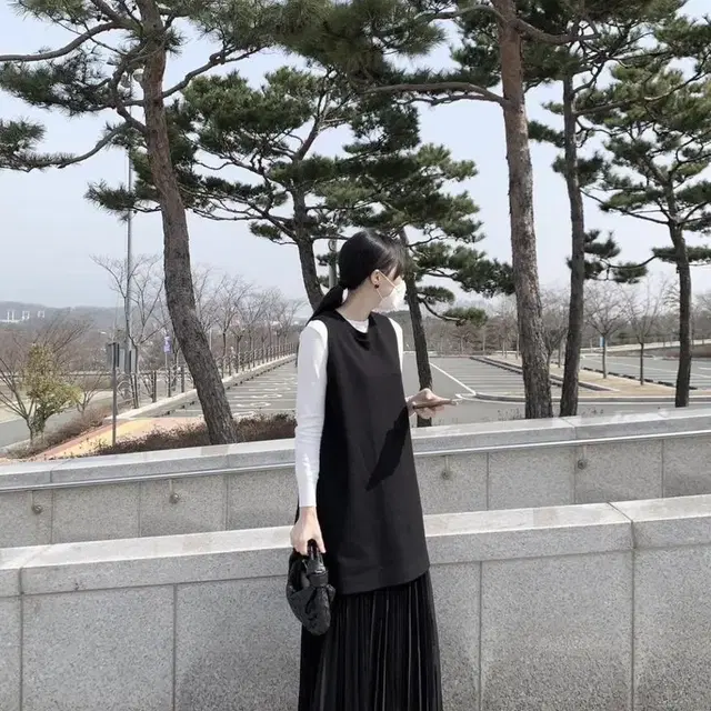 유노이아 long pleats skirt