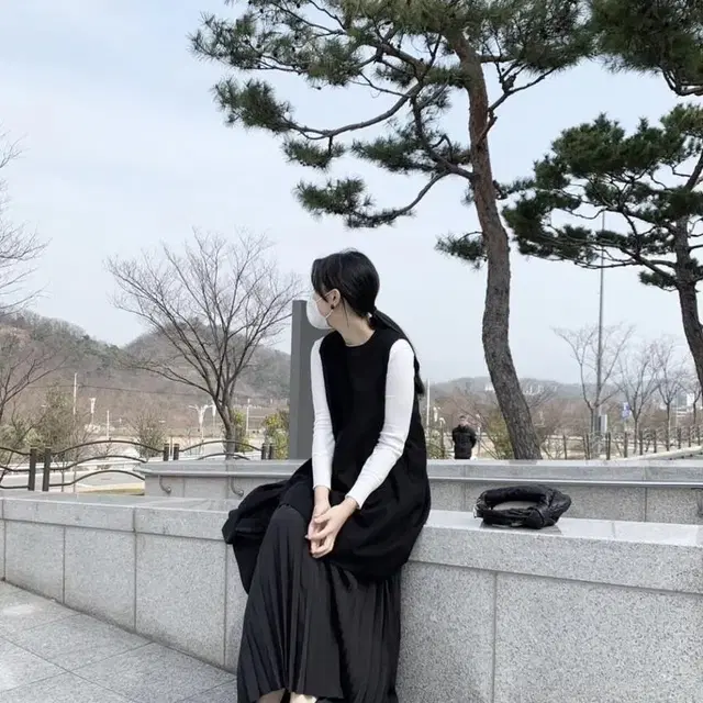 유노이아 long pleats skirt