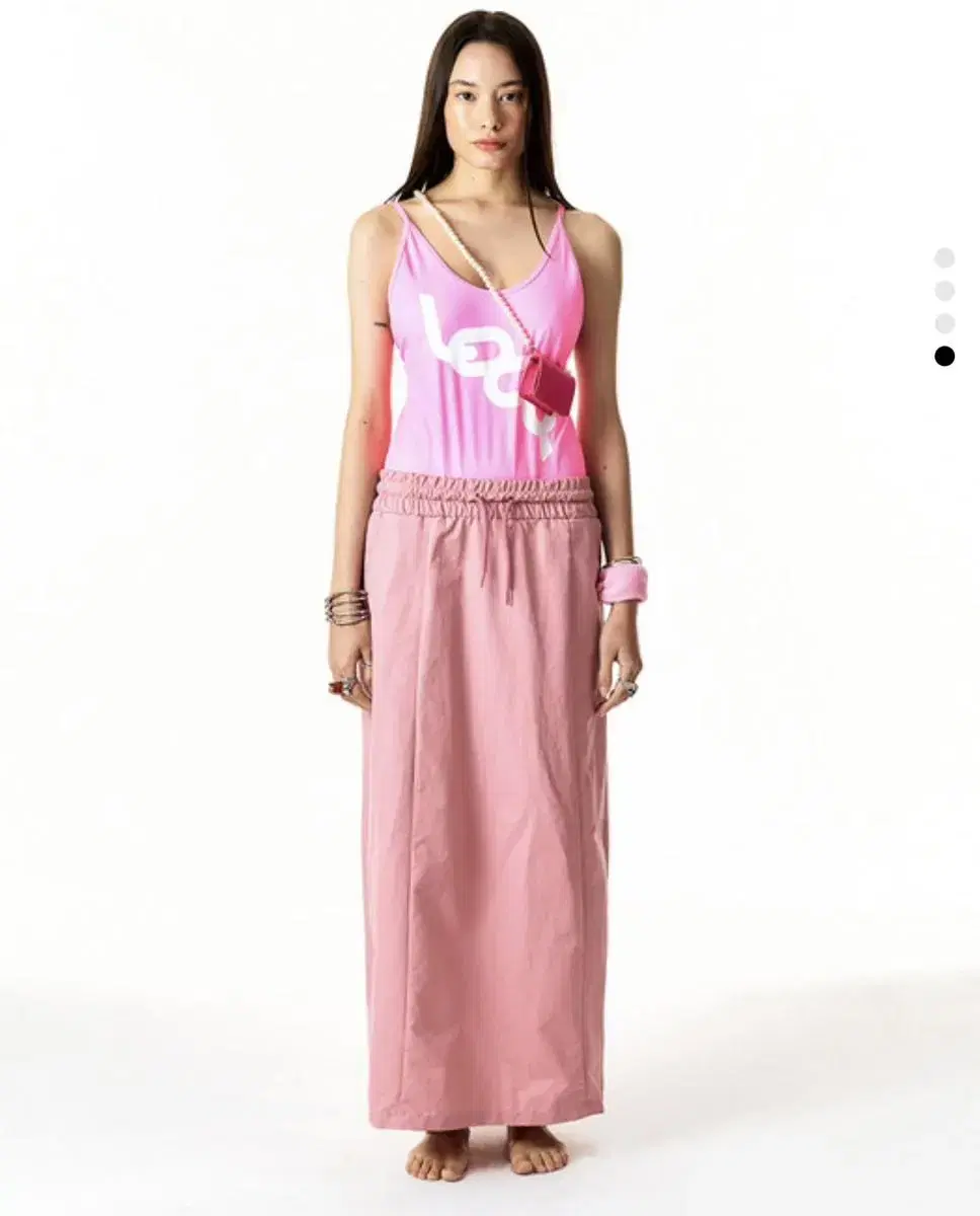 Leey L.e.e.y 롱스커트 Track Skirt Pink
