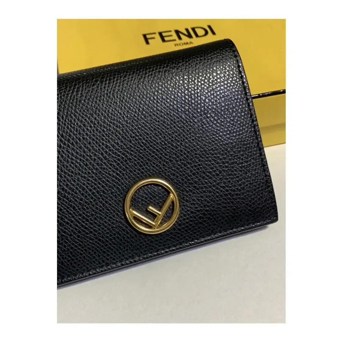 Fendi Black Leather Small Divisa F Wallet On Chain Clutch Fendi