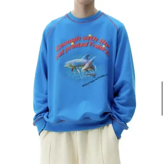 dolphin raglan sweatshirt blue 스컬프터 맨투맨