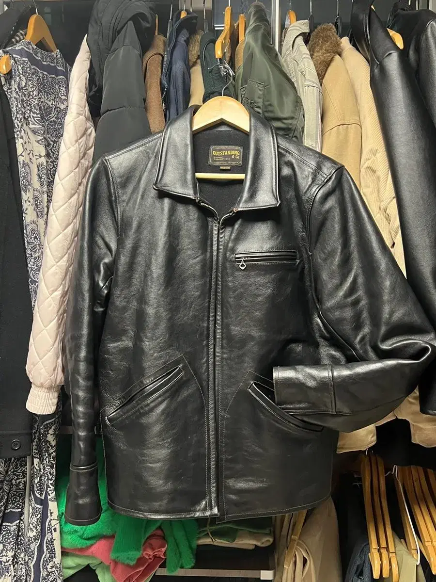 Outstanding Horseskin Leather Jacket in Horsehide, size M 100