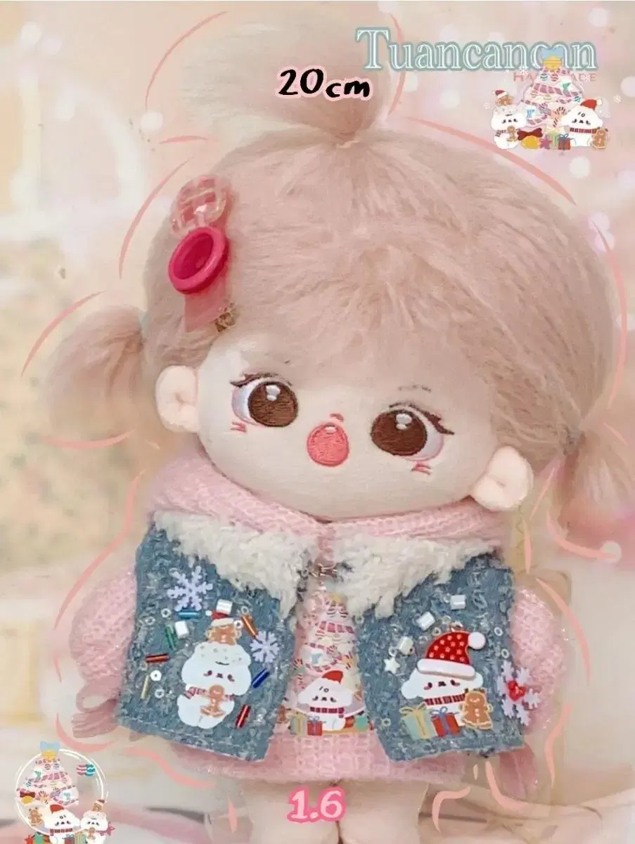 20cm wardrobe doll clothes Christmas pink