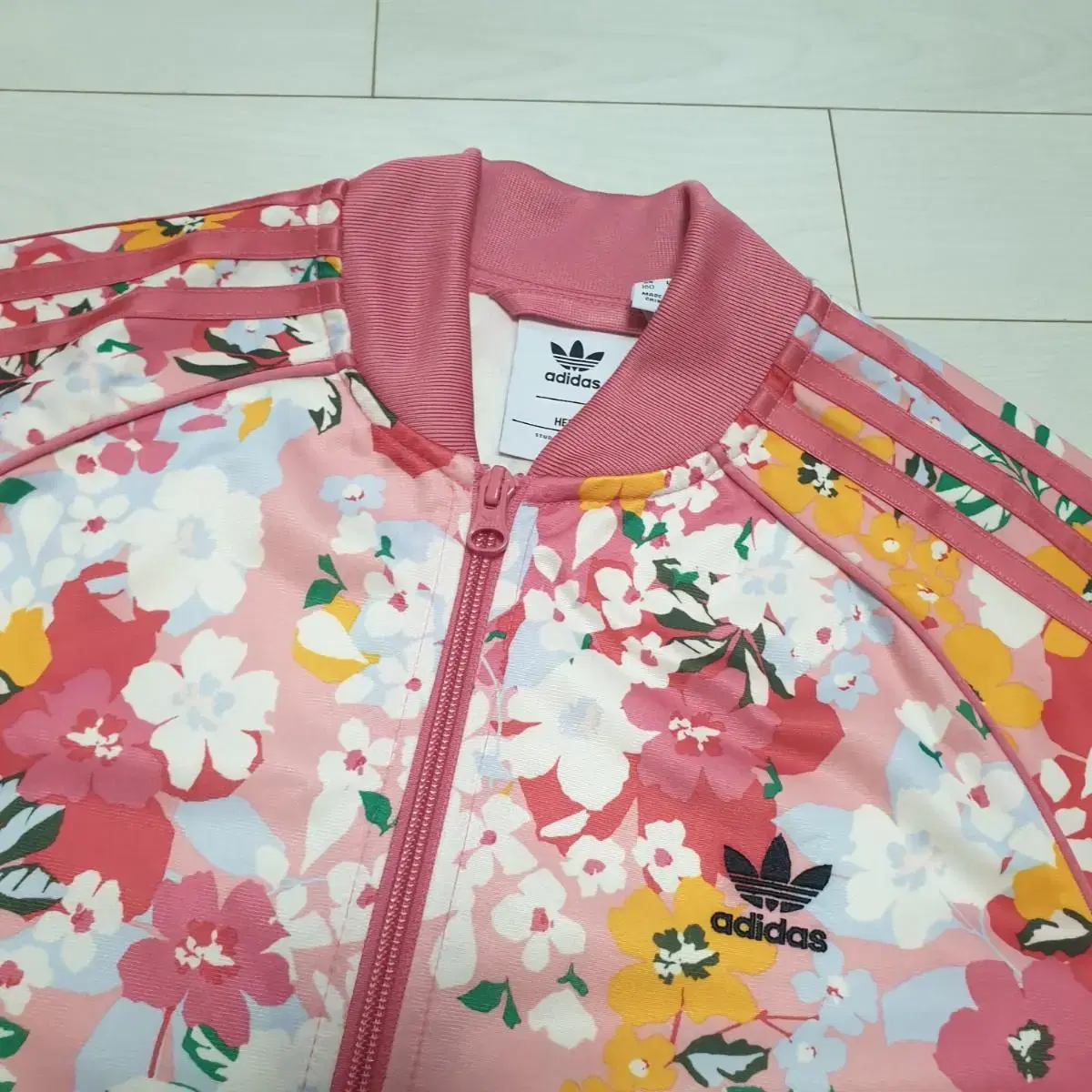 adidas Floral Jersey Zip-Up Track Top