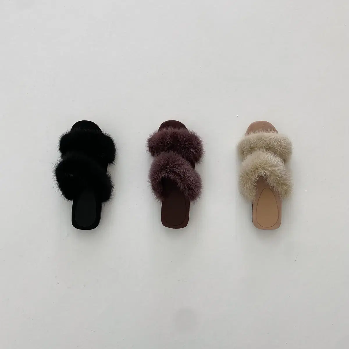 Sale 204 Round Toe 1cm Real Mink Fur Lovely Slippers 3 Colored