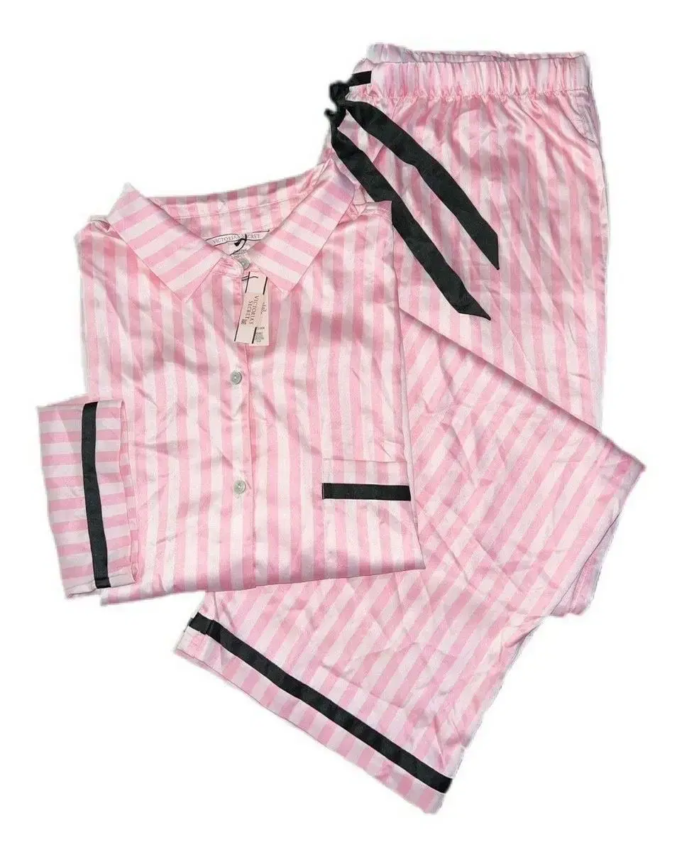 Victoria's Secret Satin Pink Stripe Pajamas