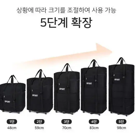 [무료배송] 이민가방 5단 이사짐싸기 바퀴달린 유학가방 사입가방 여행가방