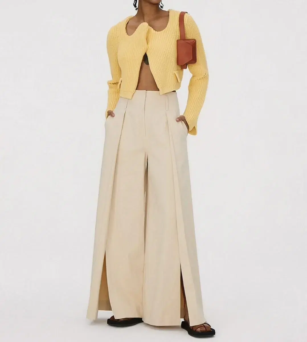 렉토 lucca wide-leg slit trousers xs (택O)