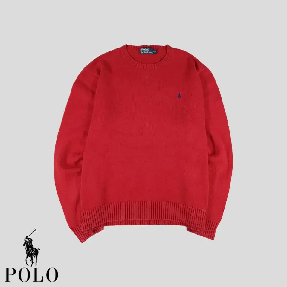 Polo Ralph Lauren red navy100% pony cottonRound neck knit L