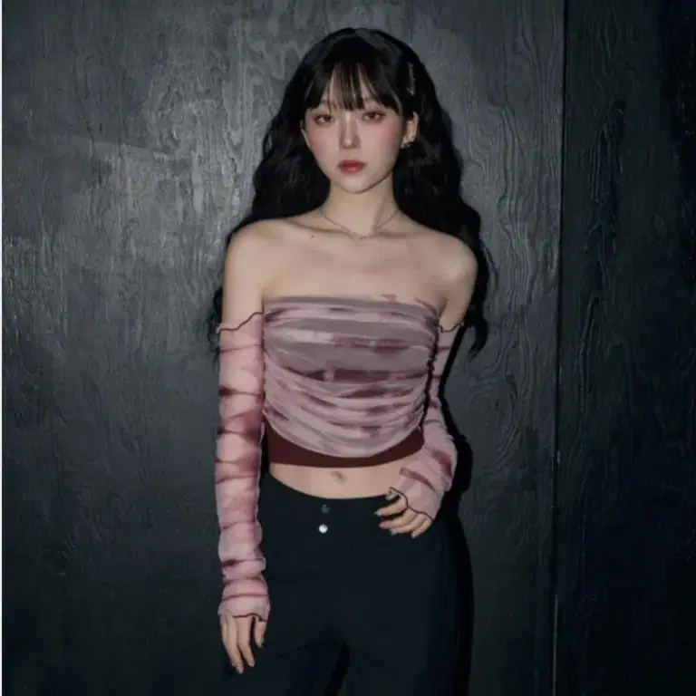 라뇨 체리퀴리 marble off shoulder top -wine