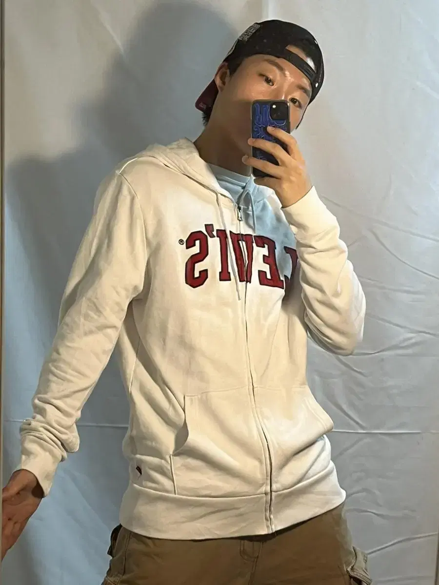 Levi's Big Logo White Hoodie Zip Up