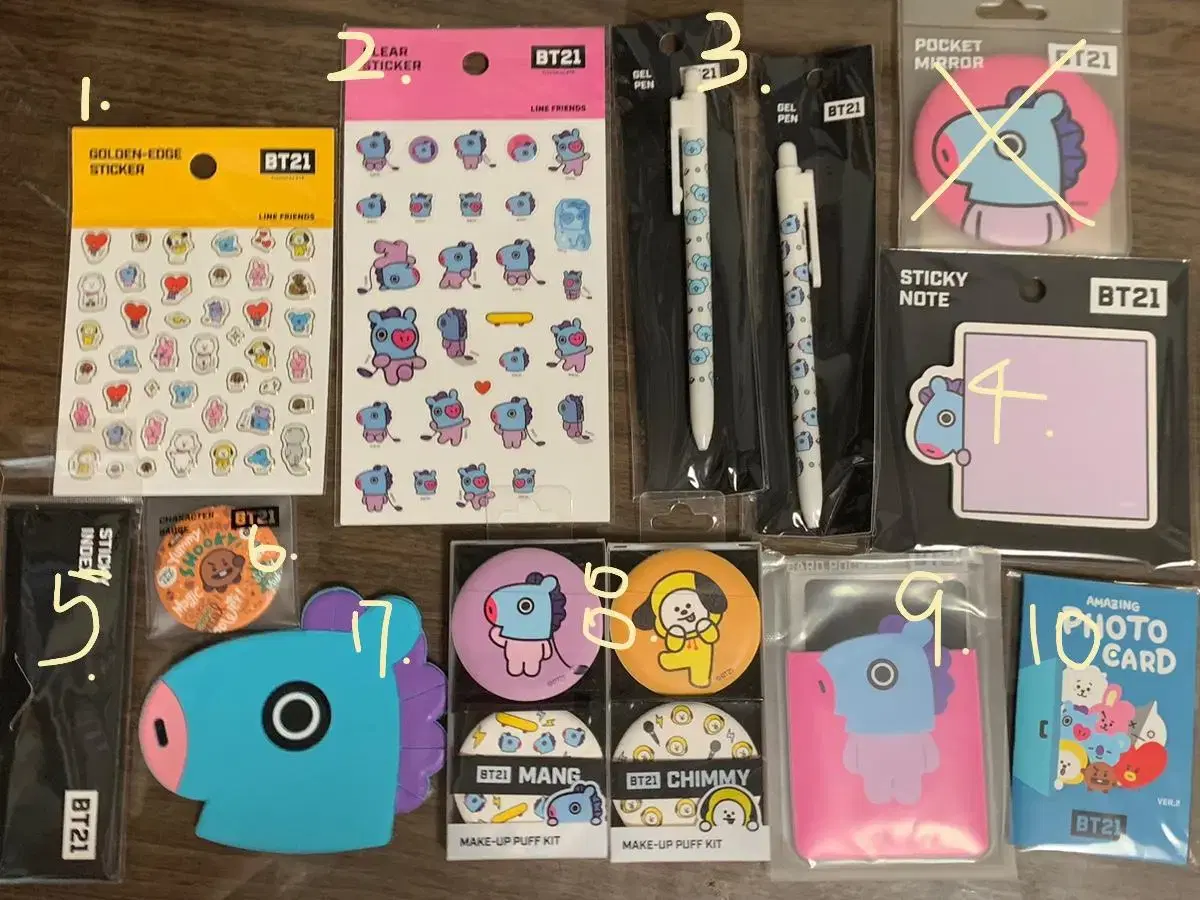 BT21 bulk bangtan BTS stickers, planners, ballpoint pens, mirrors, post-it notes,puffs