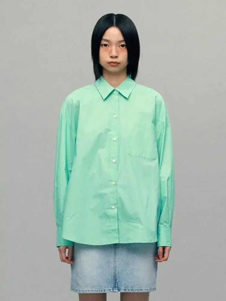 시엔느 Classic Logo Cotton Shirt_Mint