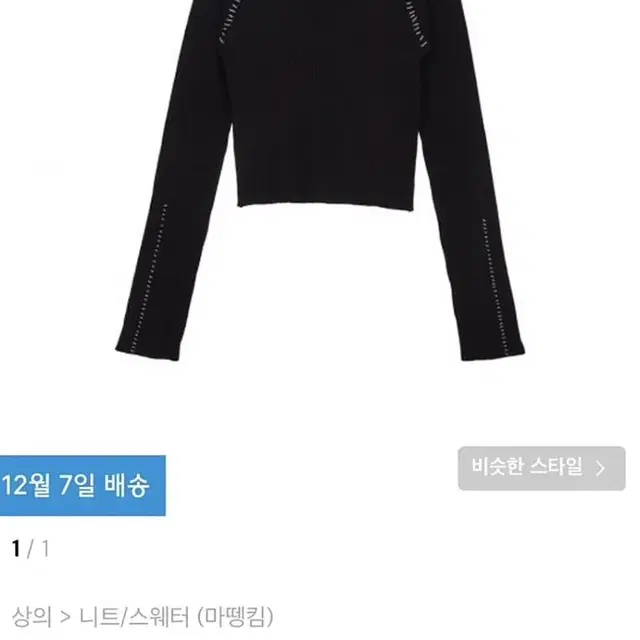 마뗑킴 ragran stitch knit top 스티치 니트 블랙