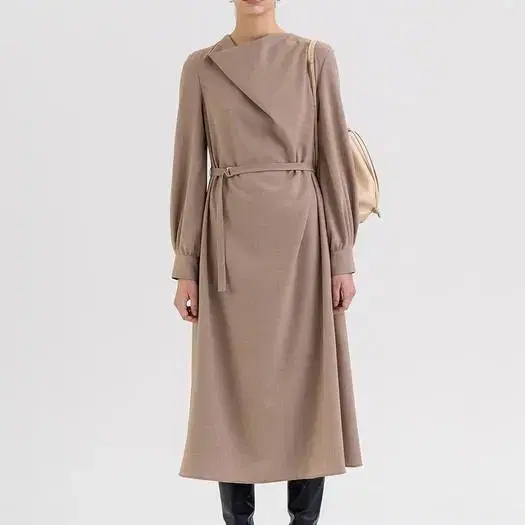 킨더살몬-Cowl Neck Dress Light-brown