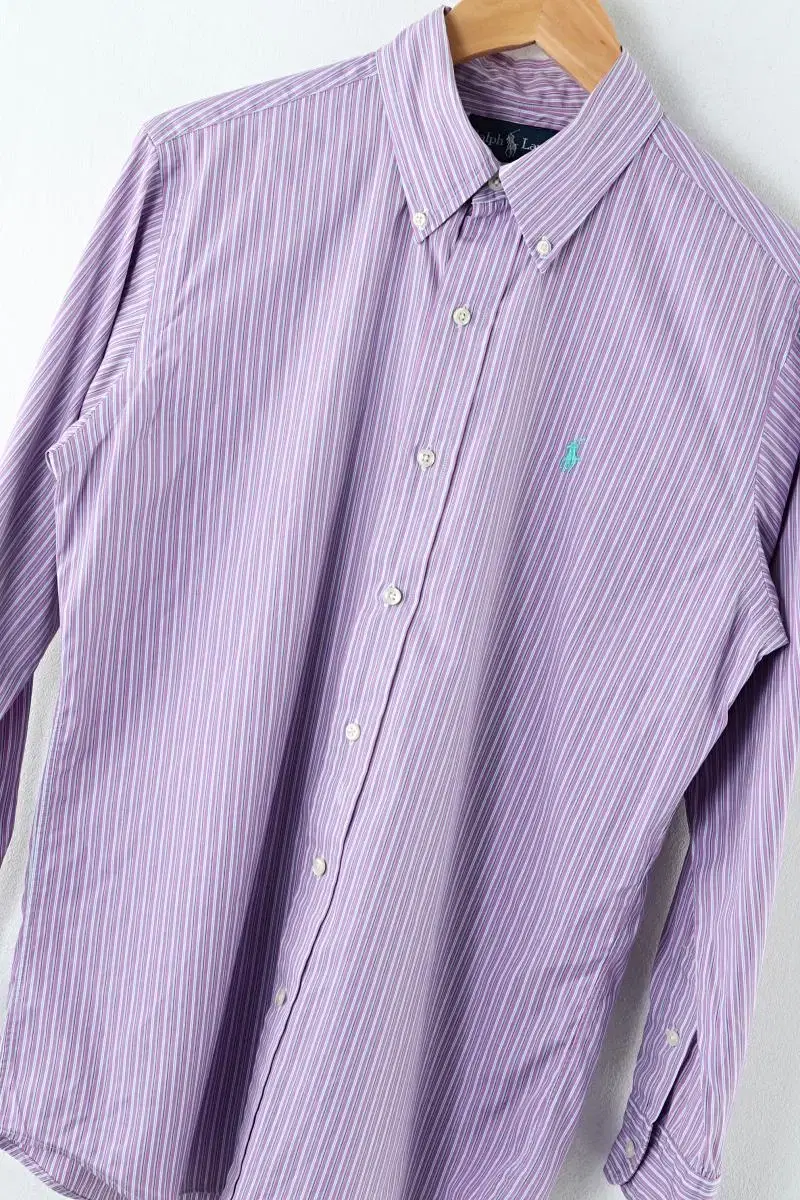 (XL) Polo Ralph Lauren Shirt Southern Cotton Stripe Old School Purple Iovintage