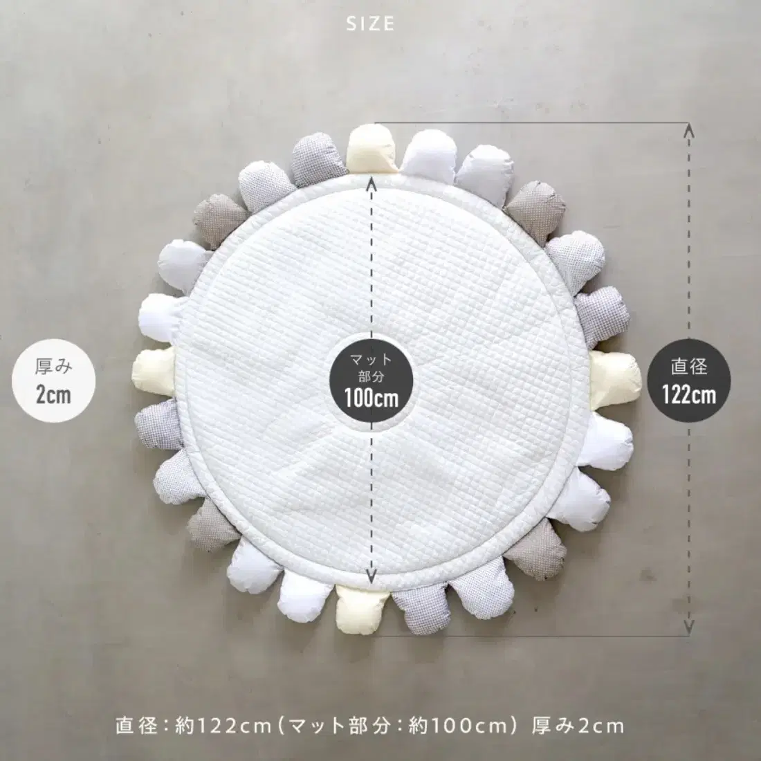 [예약]누빔 순면 양면 놀이매트 원형 데코 러그 (새상품)