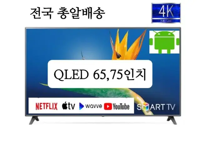 65인치 75인치 QLED 스마트 티비 새상품