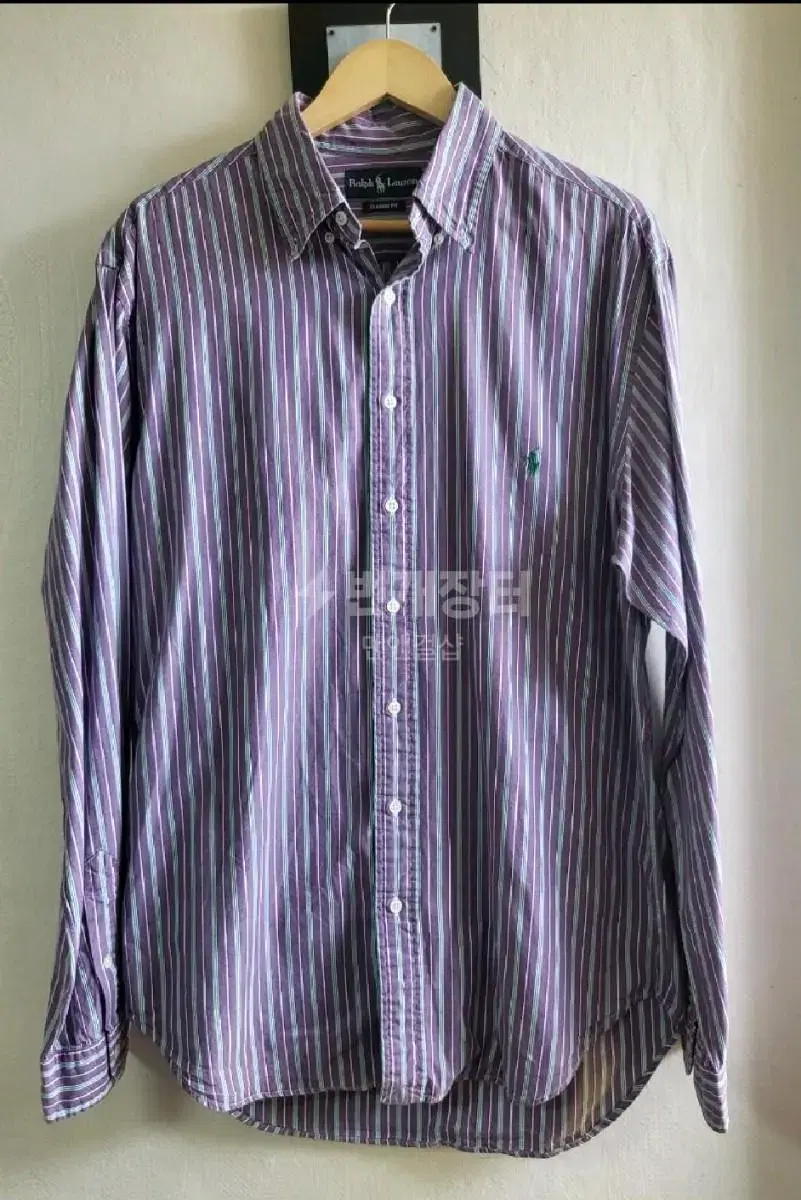 Polo shirt purple stripe long sleeve XL, 110