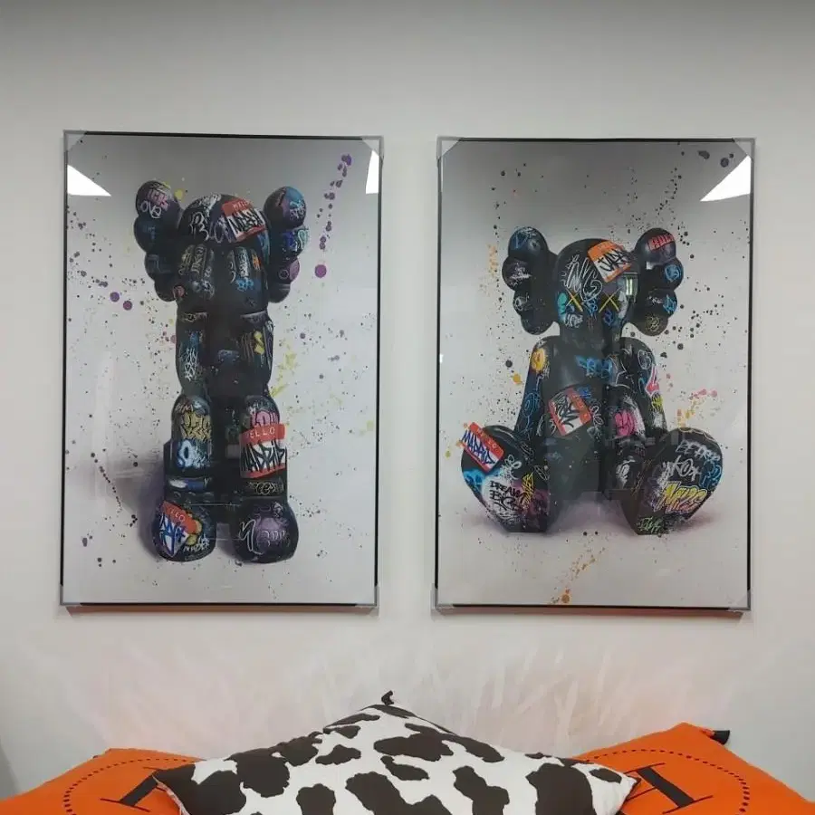 kaws 카우스 베어브릭 피규어 대형 그림 액자 팝아트 인테리어소품