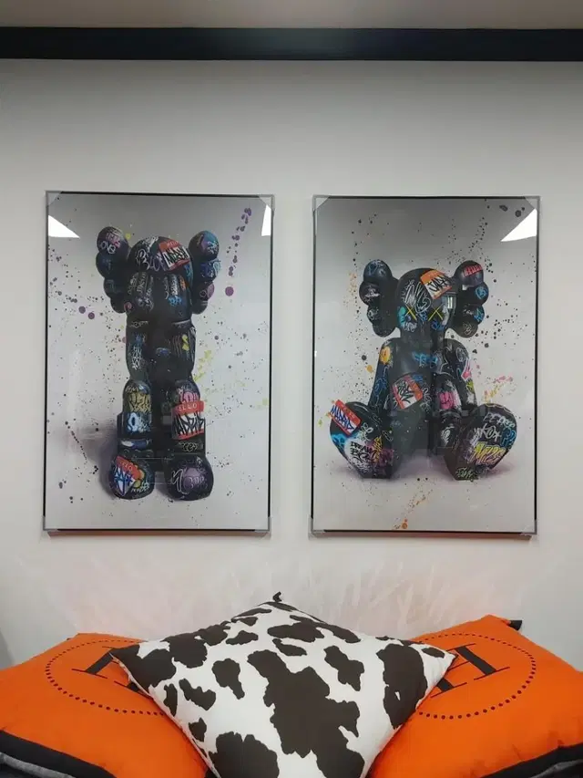 kaws 카우스 베어브릭 피규어 대형 그림 액자 팝아트 인테리어소품