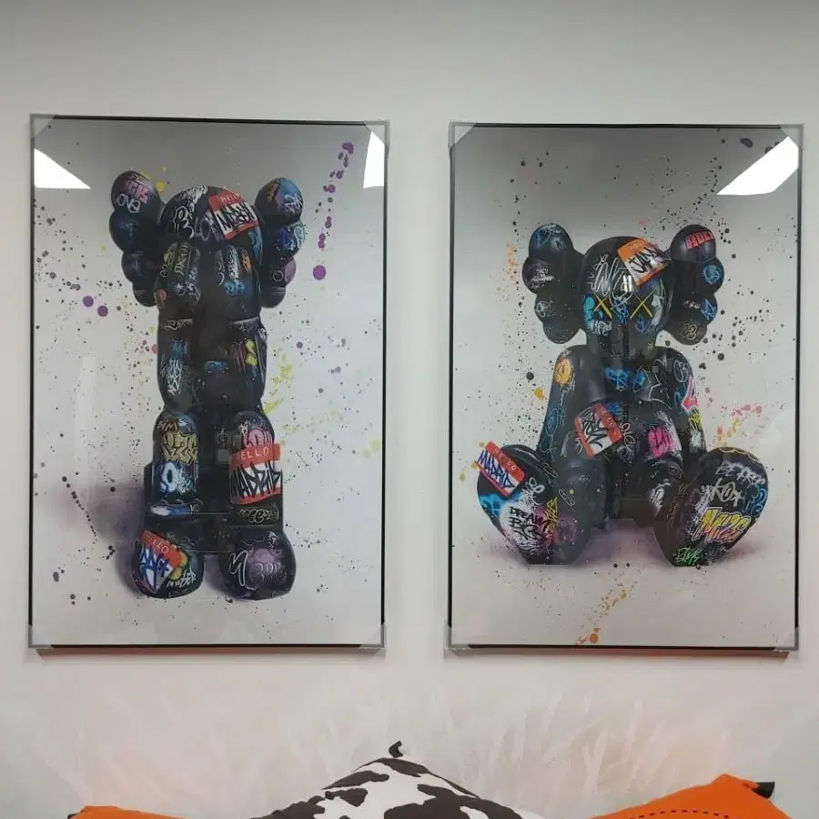 kaws 카우스 베어브릭 피규어 대형 그림 액자 팝아트 인테리어소품