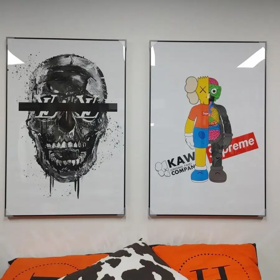 kaws 슈프림 카우스 해골 대형 그림 액자 팝아트 인테리어소품 그림액자