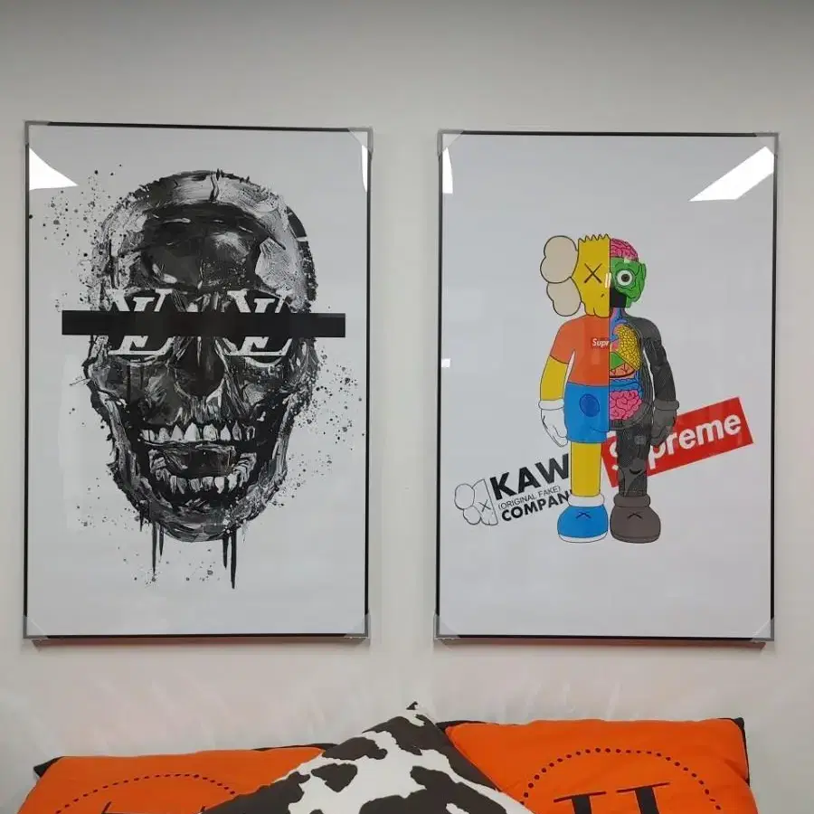 kaws 슈프림 카우스 해골 대형 그림 액자 팝아트 인테리어소품 그림액자