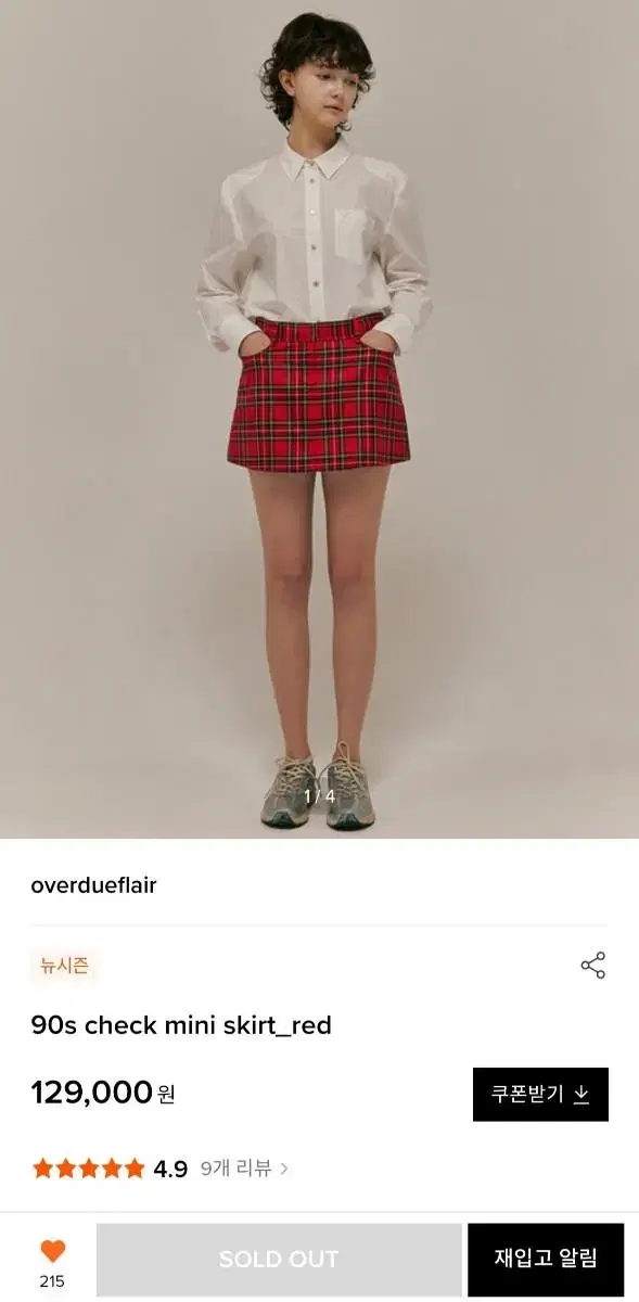 오버듀플레어 90s check mini skirt_red