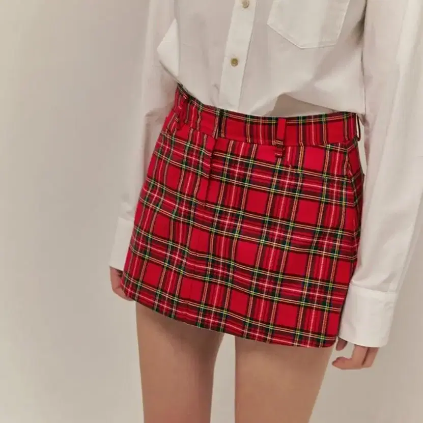 오버듀플레어 90s check mini skirt_red