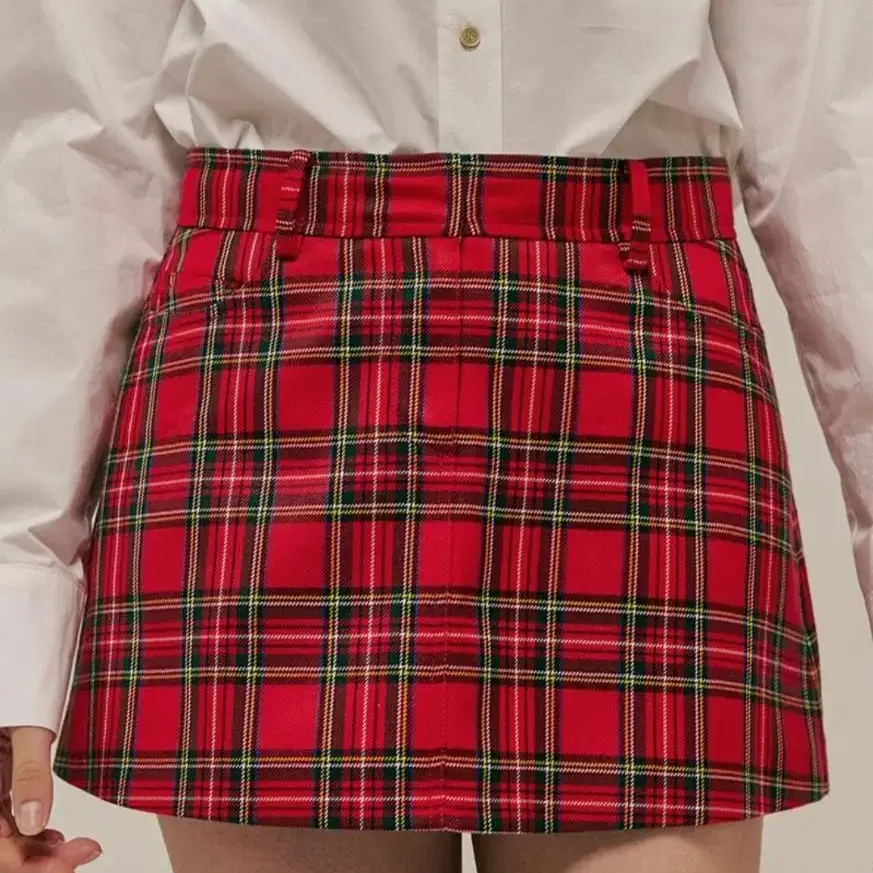 오버듀플레어 90s check mini skirt_red