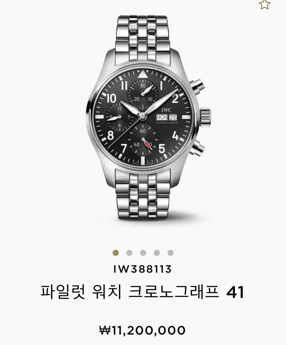 미사용 IWC 신형 파일럿 크로노그래프 41mm