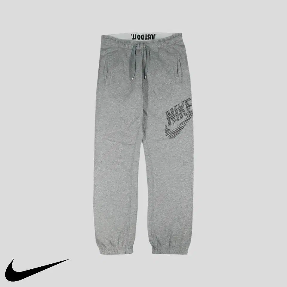 Nike Deep Grey Black Spelling Printed Logo Cotton Blend Brushed Brushed Banded Sweatpants Trousers