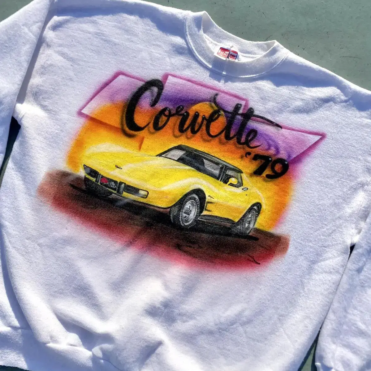 80's HANES 'Corvette 79' 빈티지 스웻셔츠 ~105