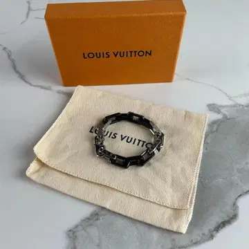 LOUIS VUITTON Monogram Chain Bracelet Black Silver M00686
