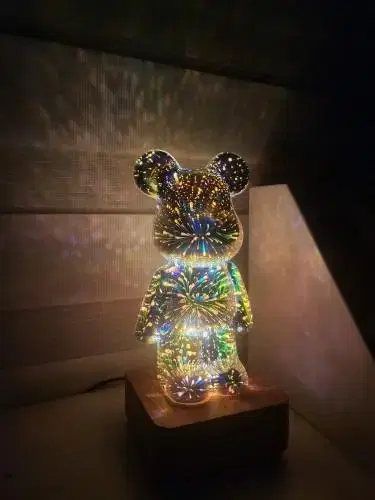 새상품 7컬러 유리 곰 led  램프 무드등