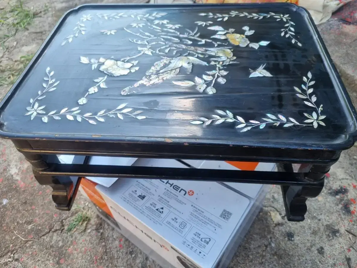 An antique mother-of-pearl box from the old days